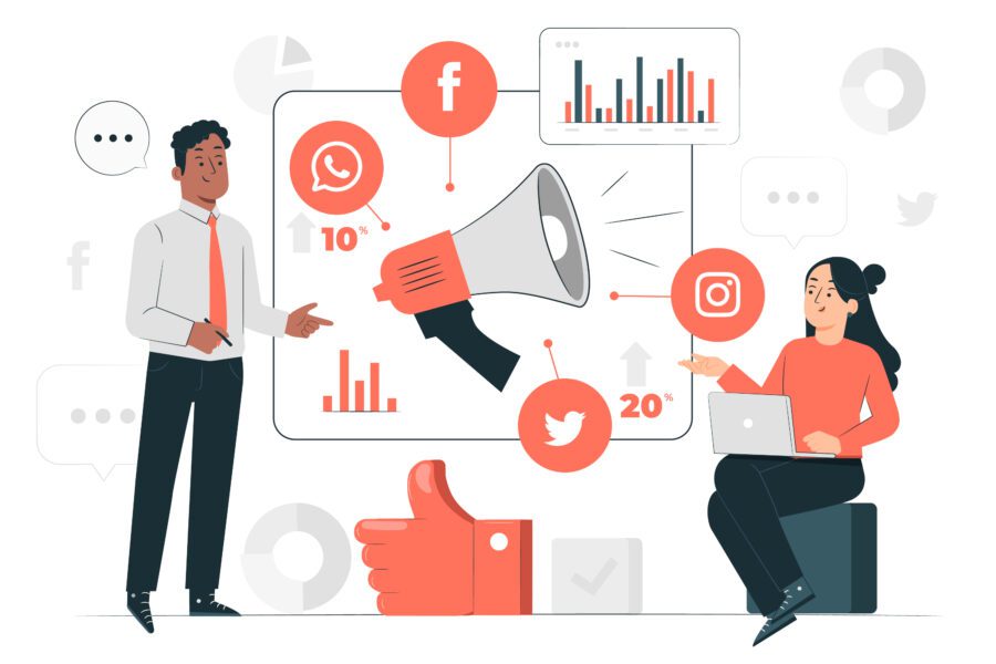 Vector Image of Social Media Marketing and Content Marketing